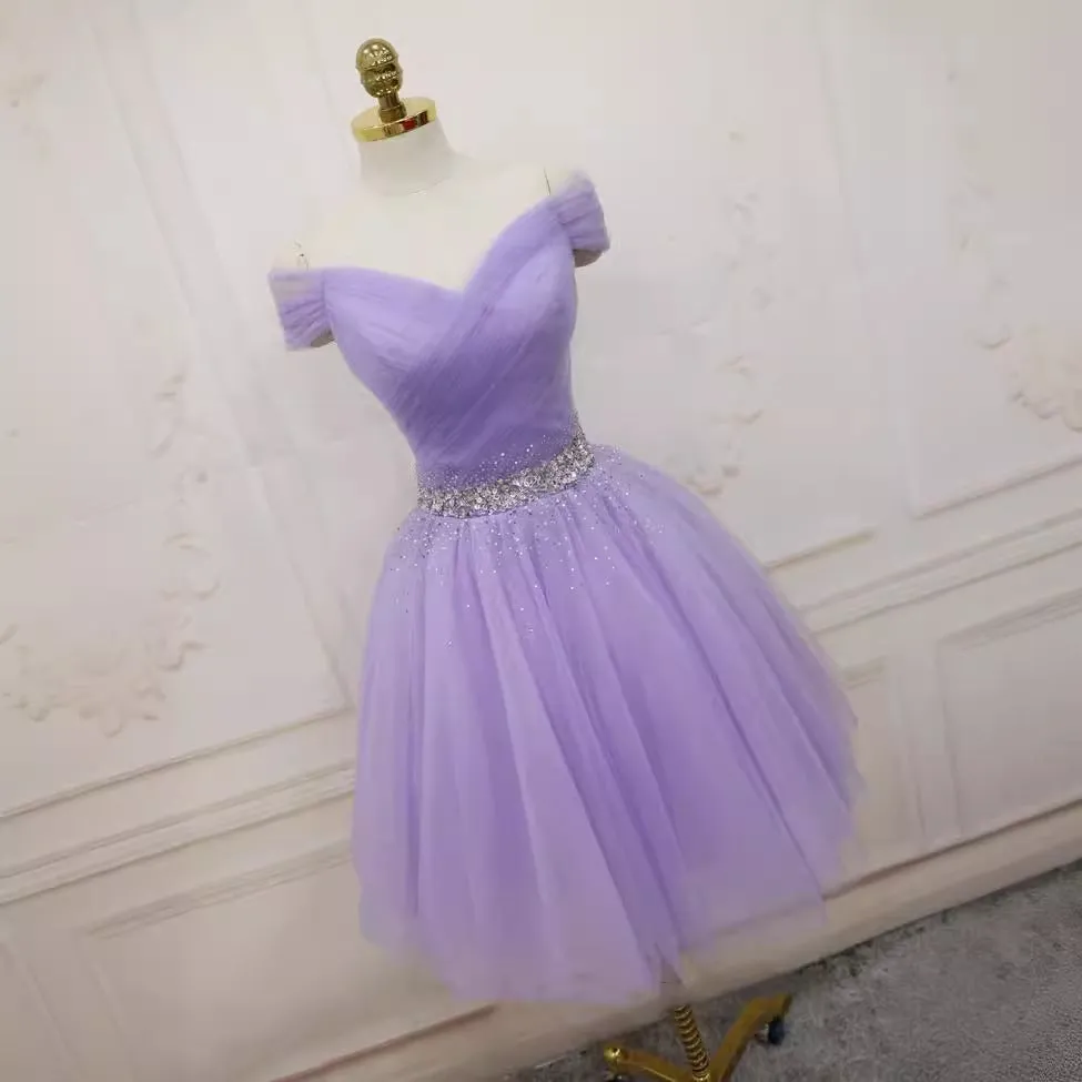 2025 Off-the-Shoulder Tulle A-line Homecoming Dress with Sequins