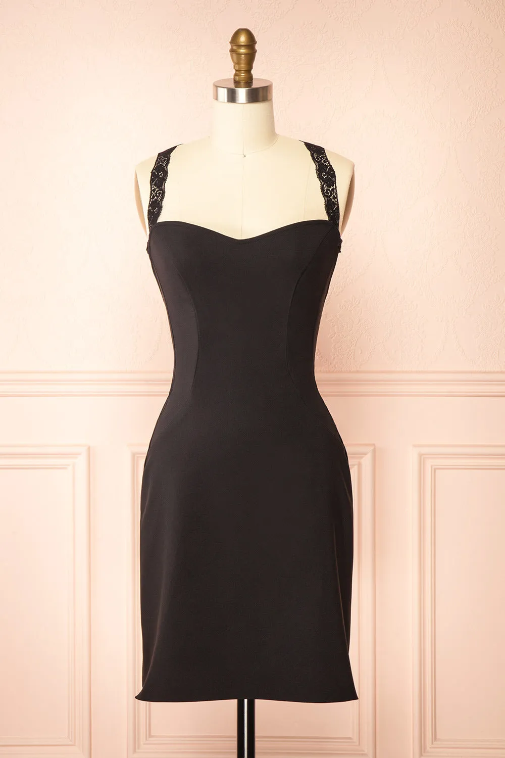 Aleyna | Short Black Dress w/ Lace Straps