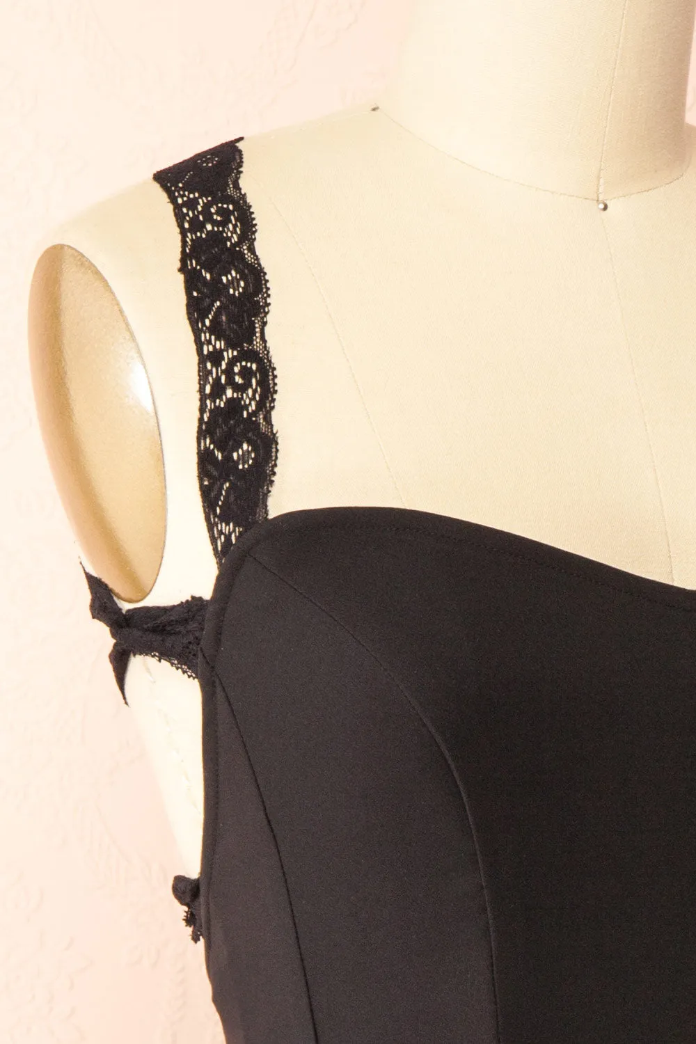 Aleyna | Short Black Dress w/ Lace Straps