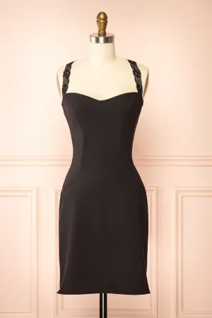 Aleyna | Short Black Dress w/ Lace Straps