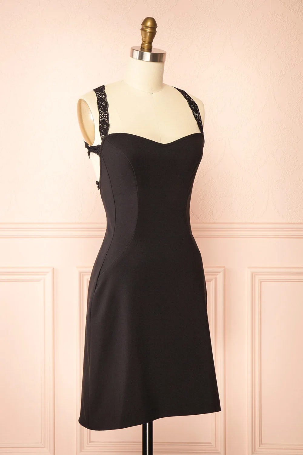 Aleyna | Short Black Dress w/ Lace Straps