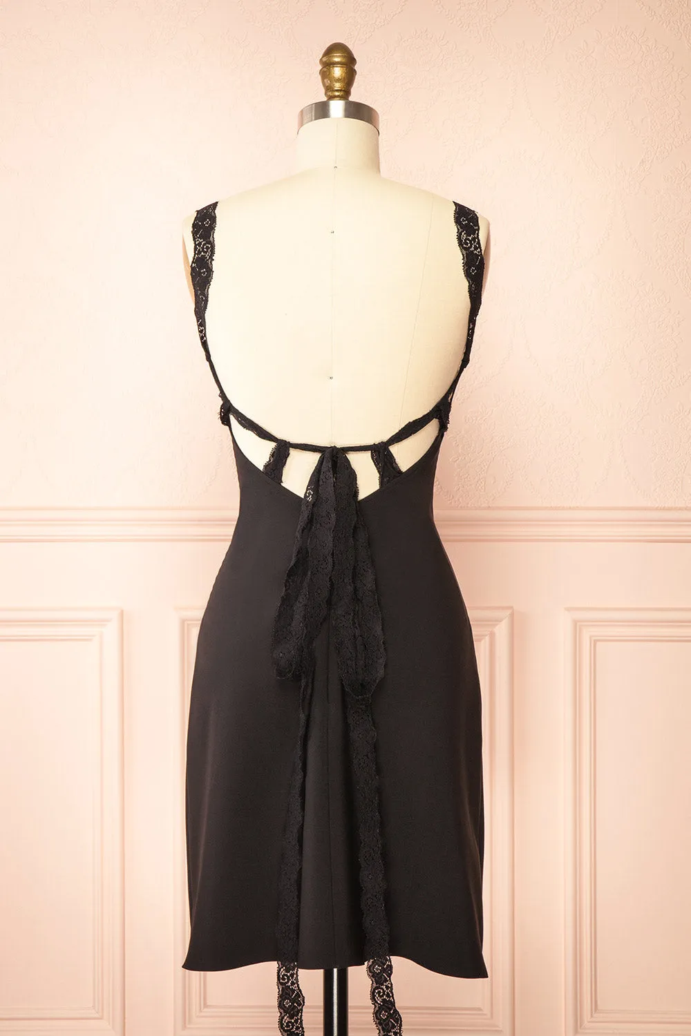 Aleyna | Short Black Dress w/ Lace Straps
