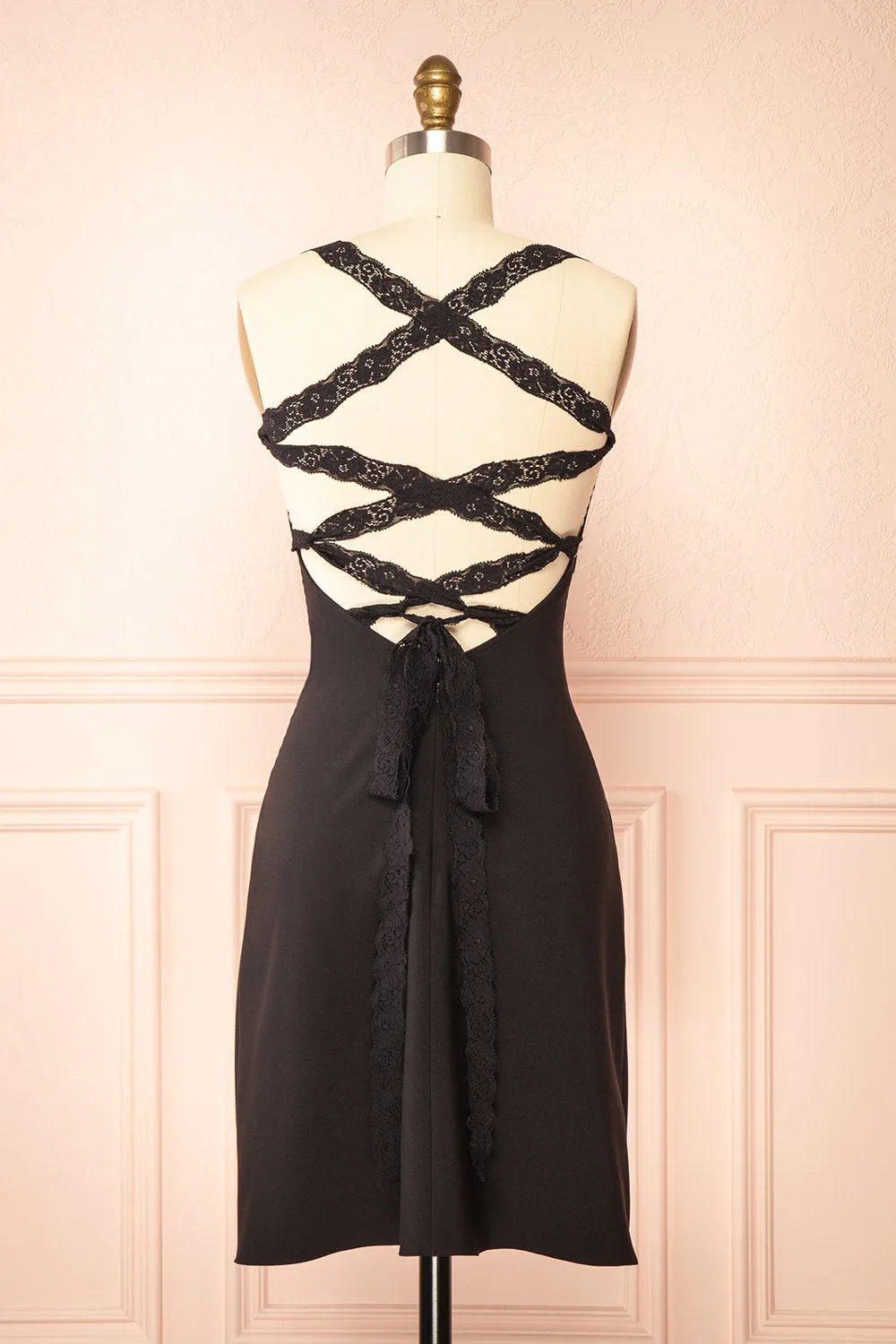 Aleyna | Short Black Dress w/ Lace Straps