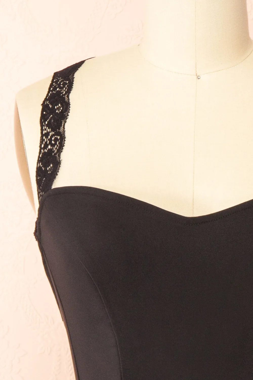 Aleyna | Short Black Dress w/ Lace Straps