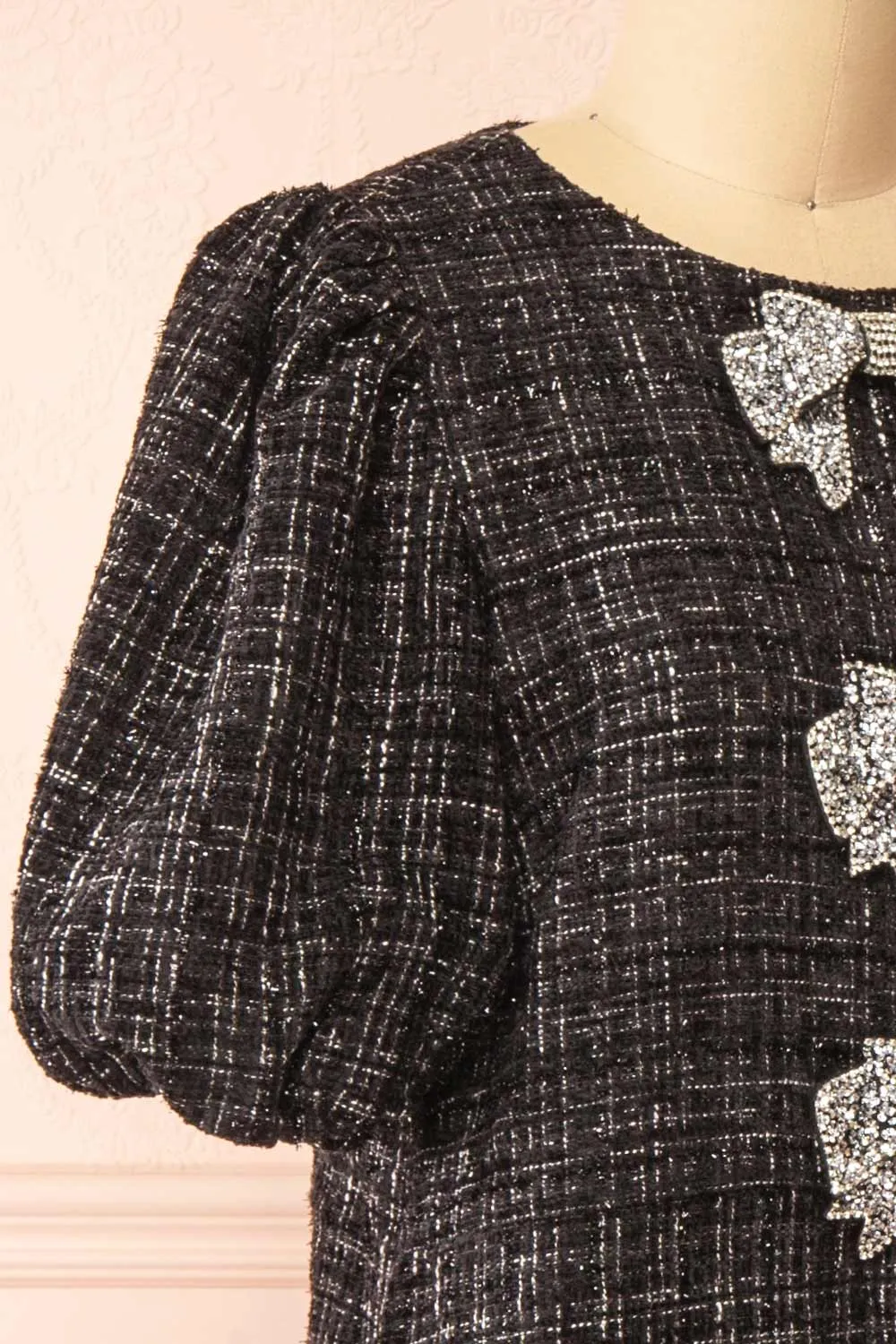 Alizeh | Sparkly Tweed Dress w/ Cristal Bows