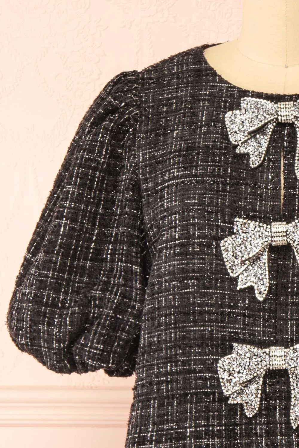 Alizeh | Sparkly Tweed Dress w/ Cristal Bows