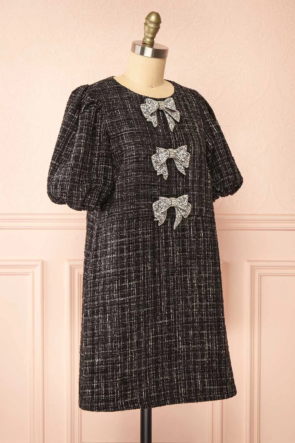 Alizeh | Sparkly Tweed Dress w/ Cristal Bows