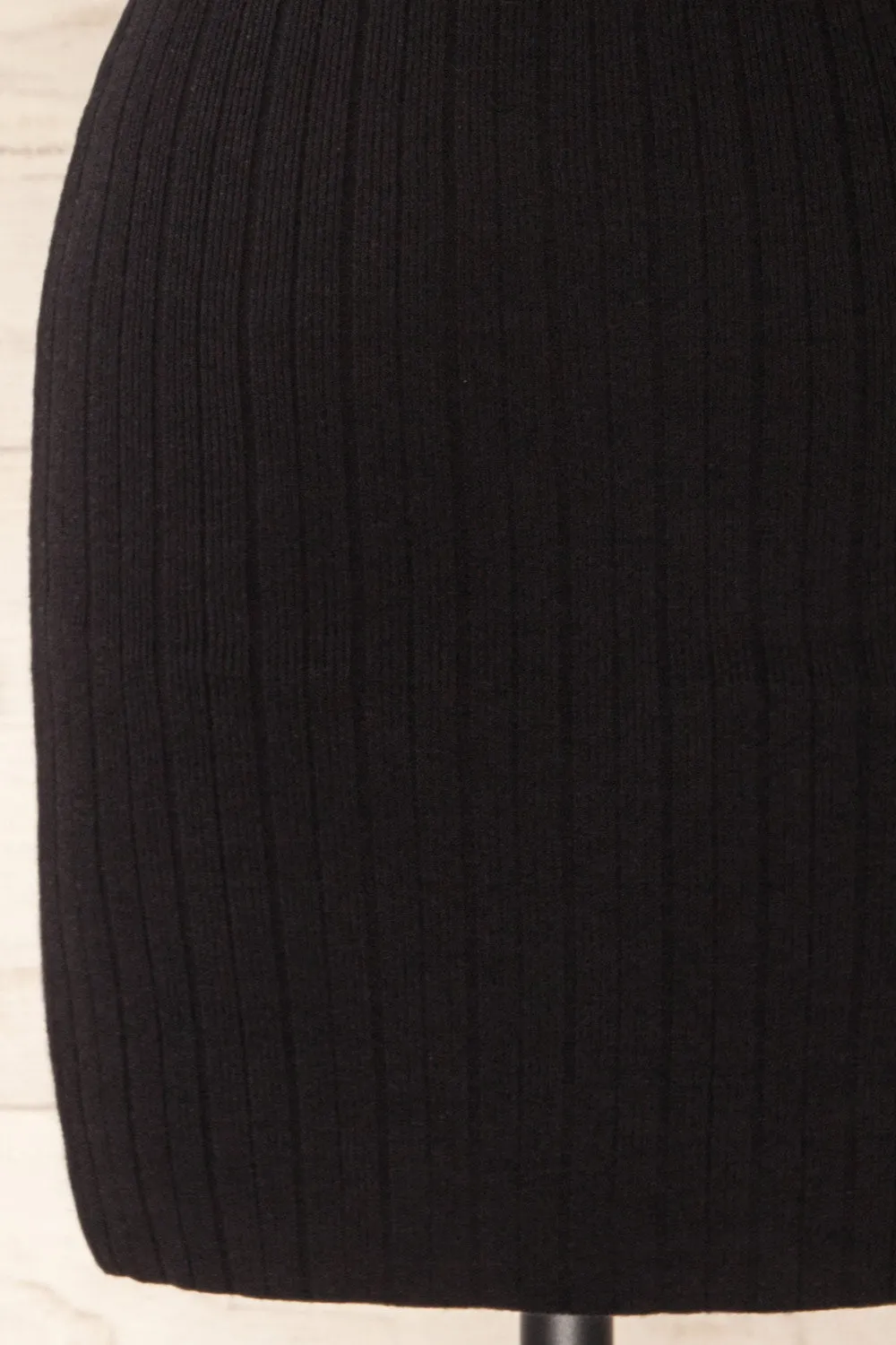 Antibes Black | Short Ribbed Knit Dress