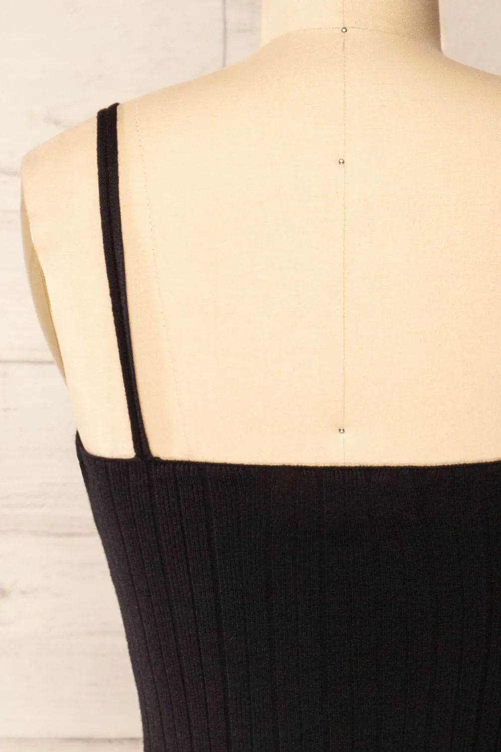 Antibes Black | Short Ribbed Knit Dress
