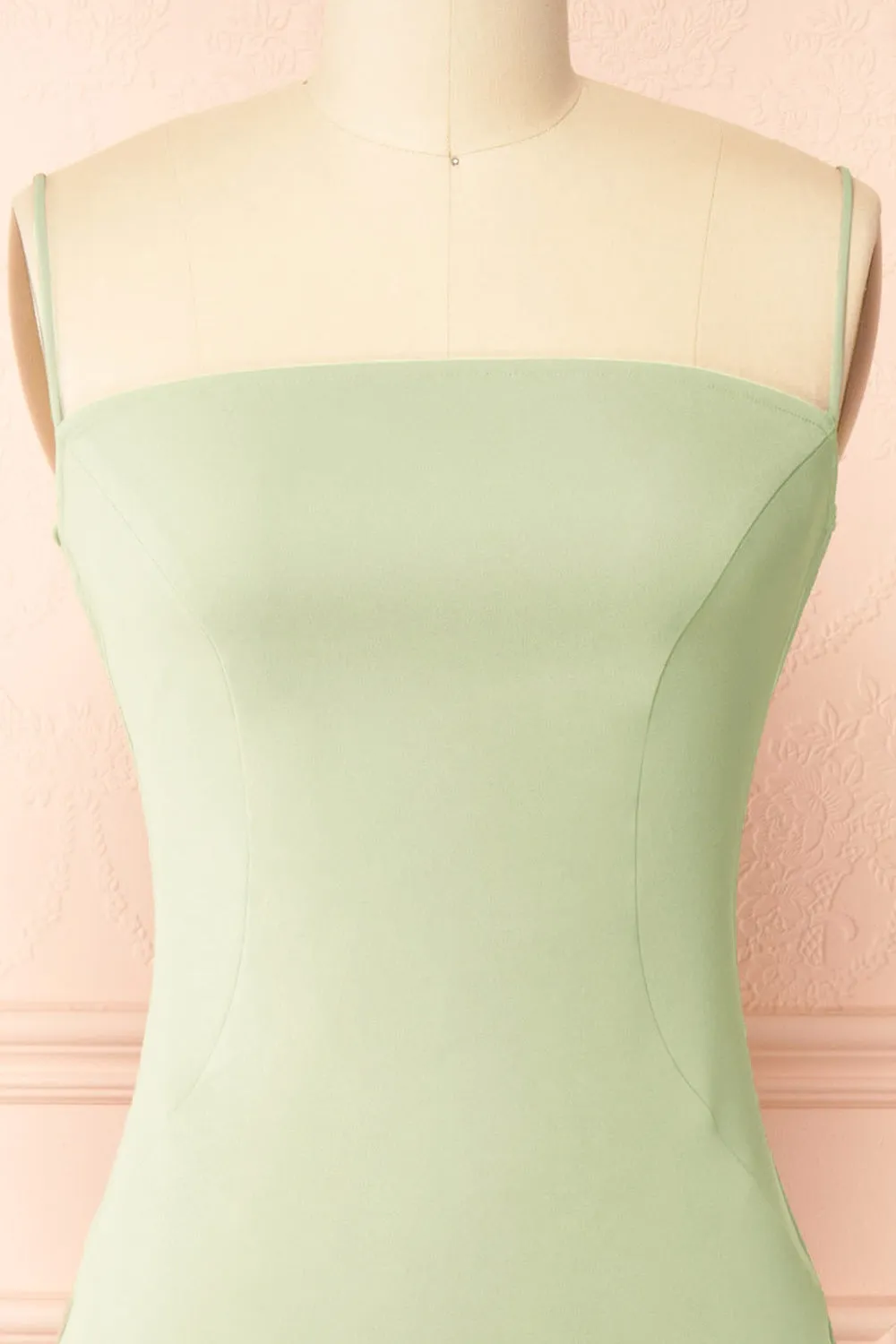 Arannia Mint Fitted Midi Dress with Laced Back