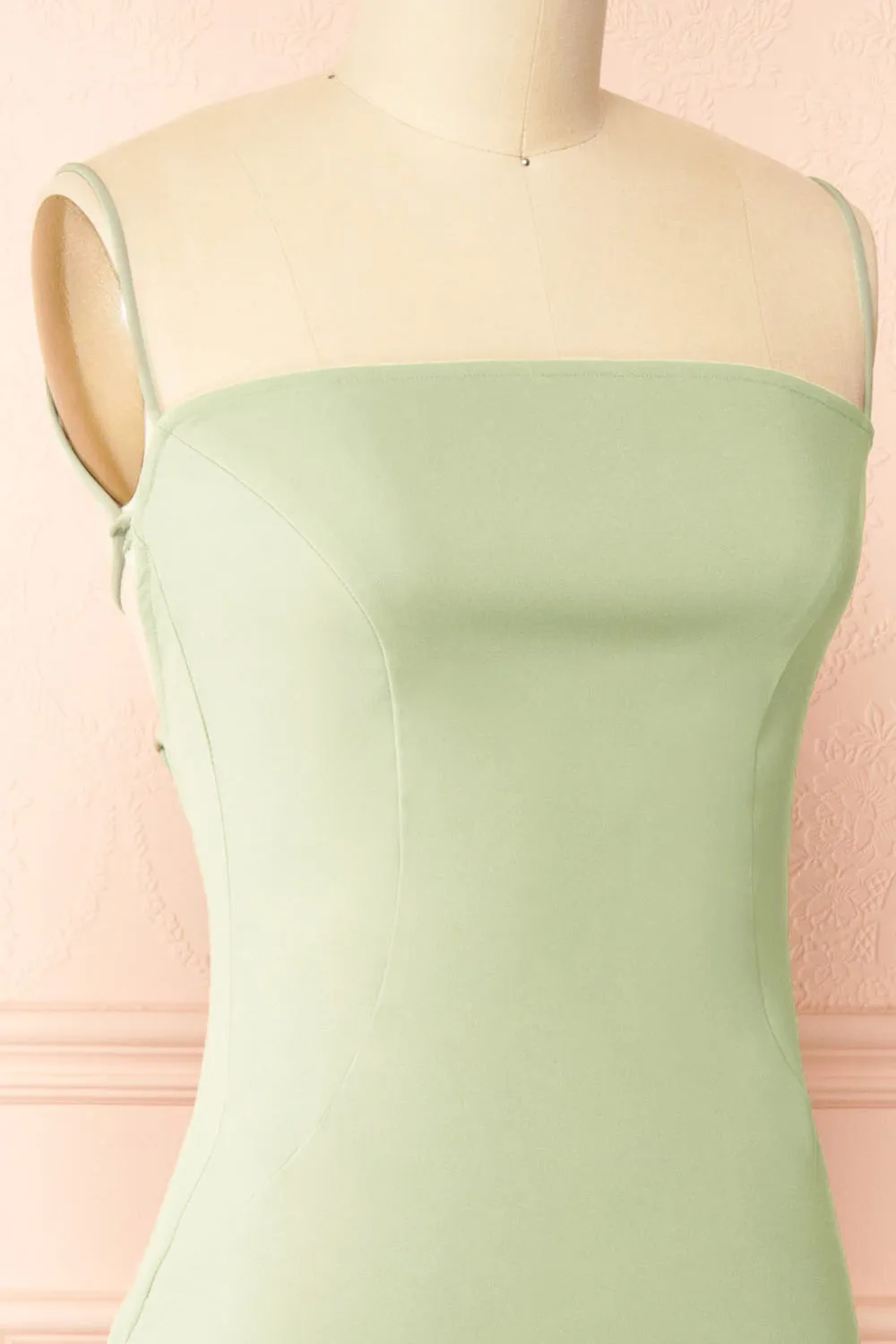 Arannia Mint Fitted Midi Dress with Laced Back