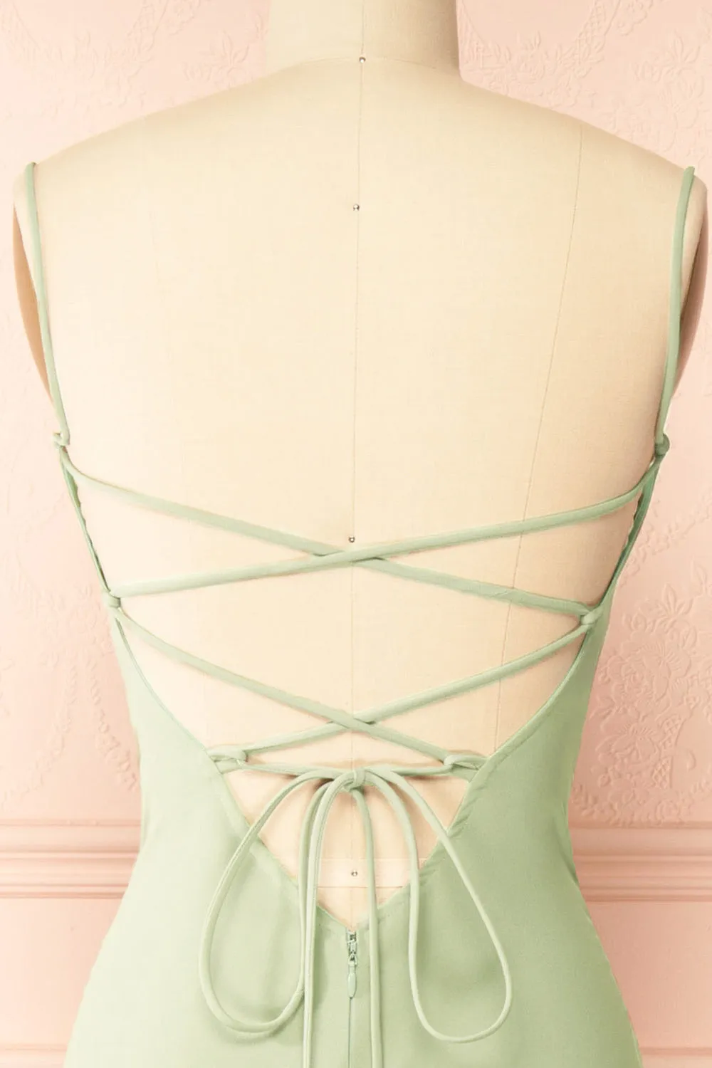 Arannia Mint Fitted Midi Dress with Laced Back