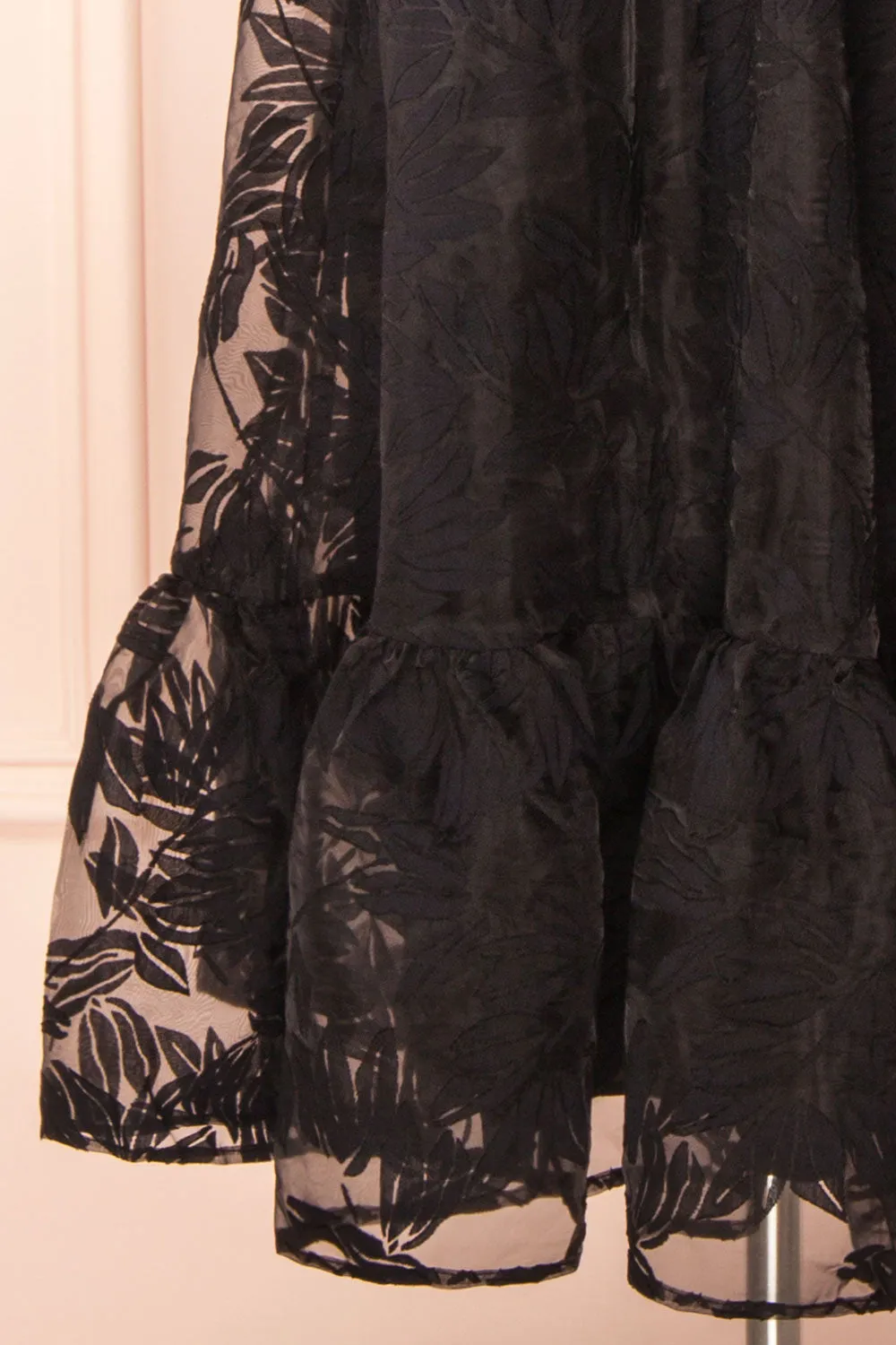 Arhea | Black Bustier Floral Midi Dress