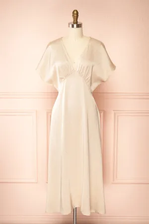 Armance | Champagne Satin Dress w/ Crystals