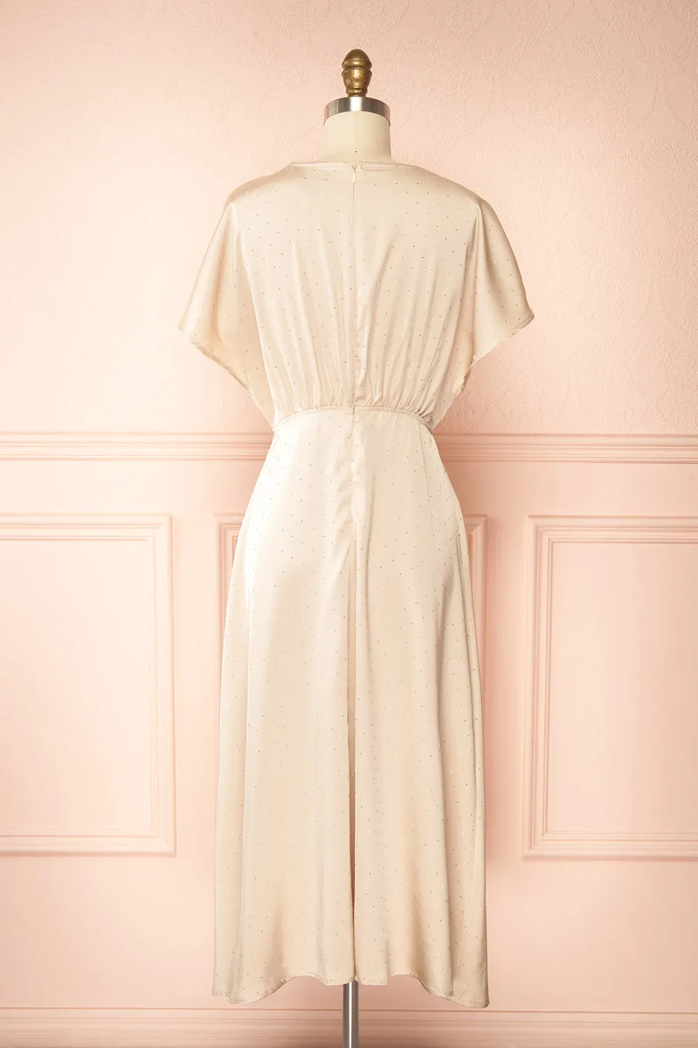 Armance | Champagne Satin Dress w/ Crystals