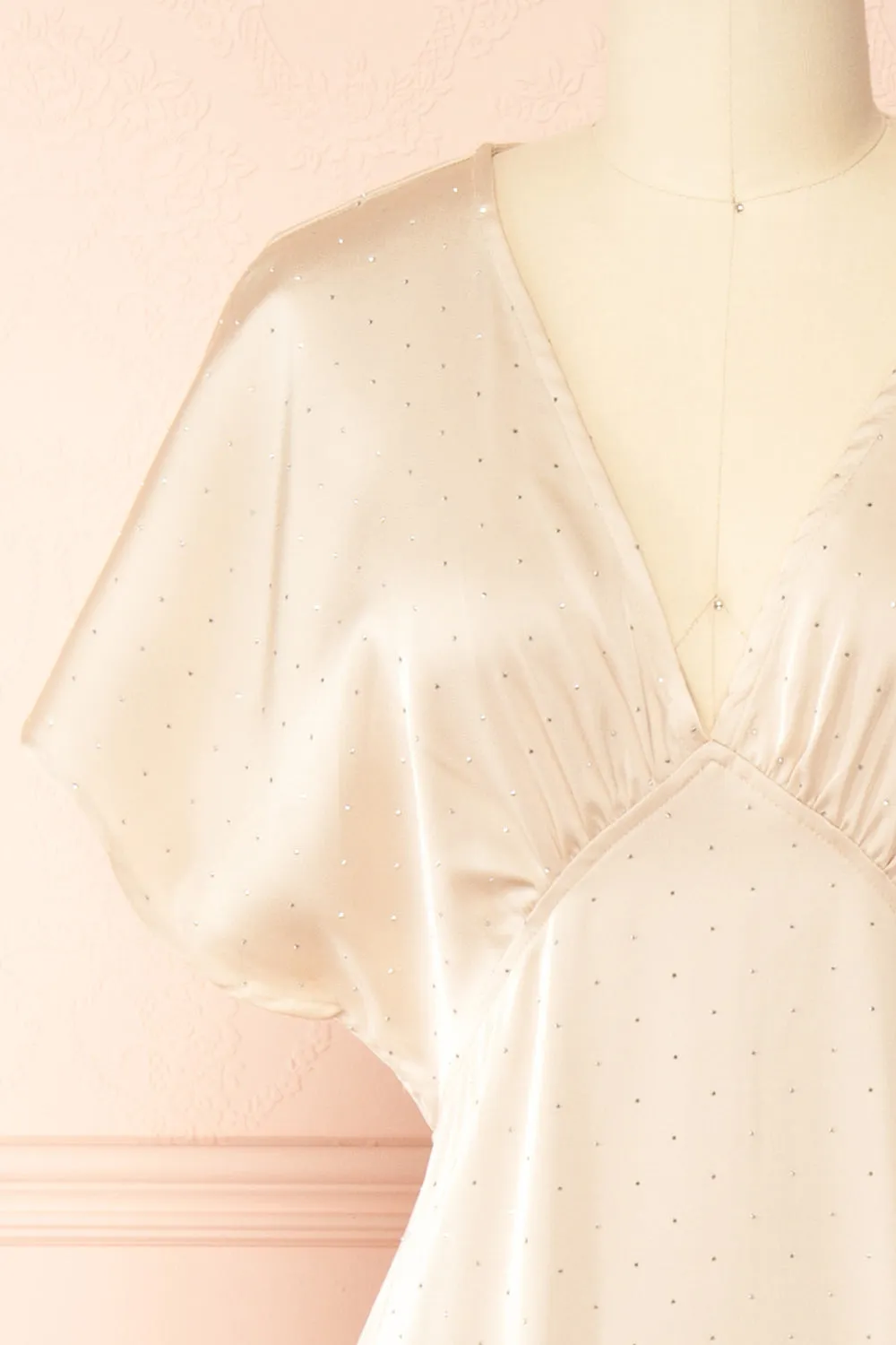 Armance | Champagne Satin Dress w/ Crystals