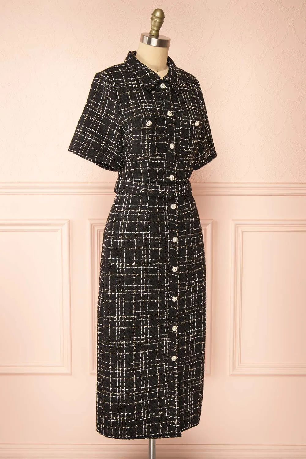 Aurella | Long Black Tweed Dress