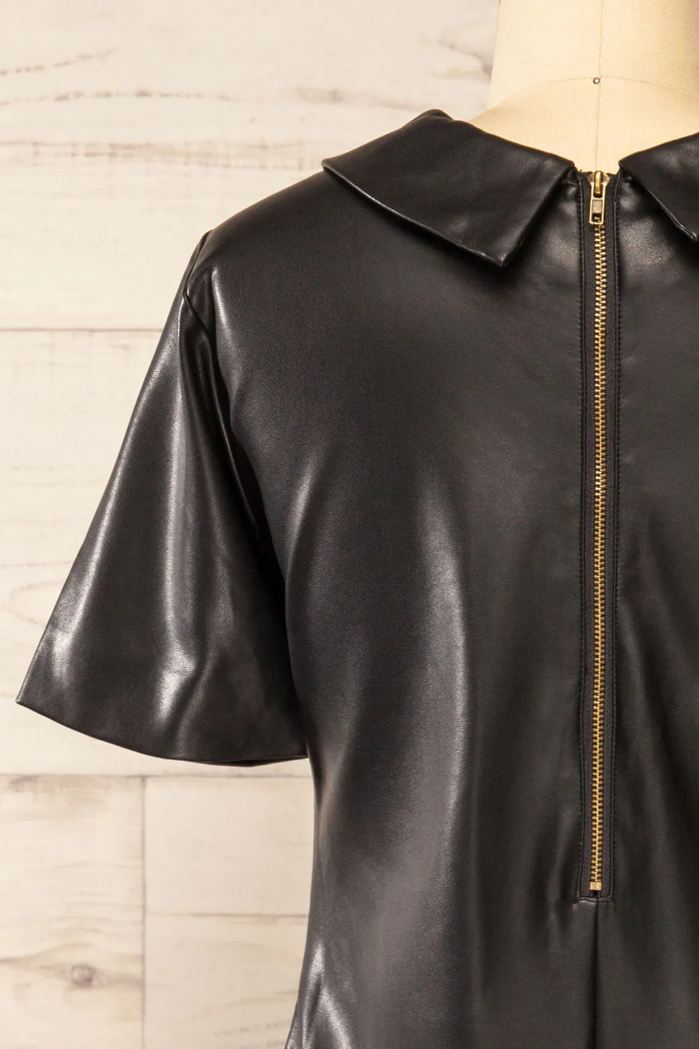 Brisbane | Short Black Faux-Leather Dress