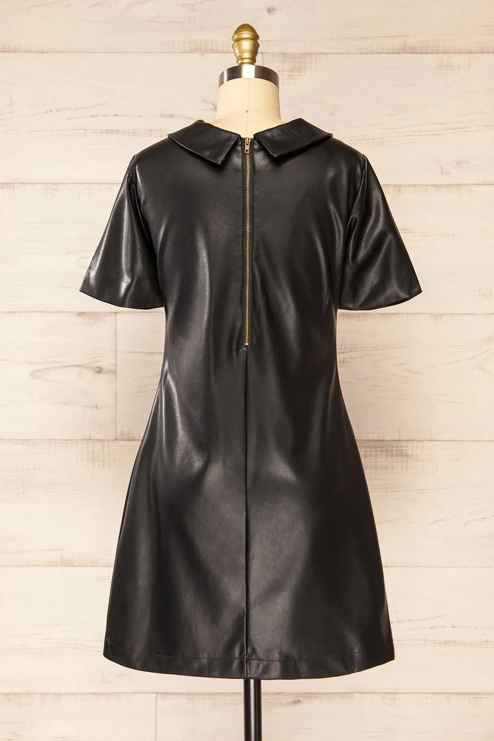 Brisbane | Short Black Faux-Leather Dress