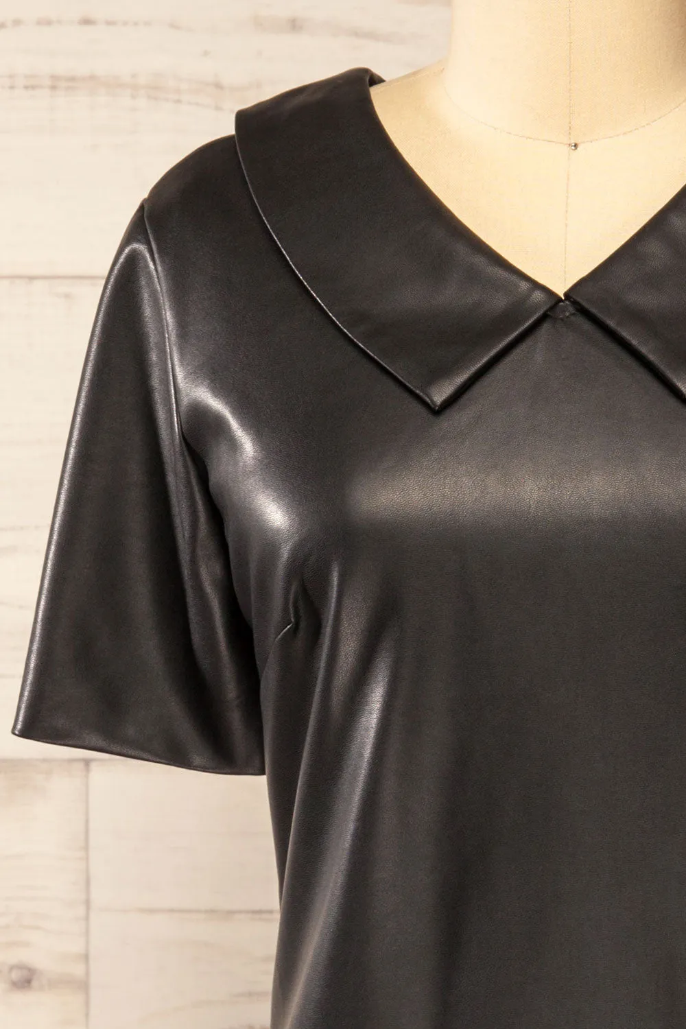 Brisbane | Short Black Faux-Leather Dress