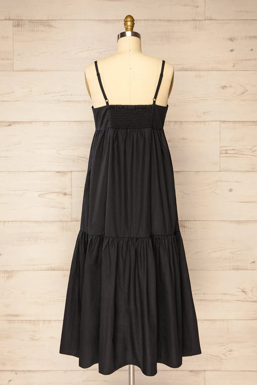 Brocko | Midi Black Dress w/ Thin Straps