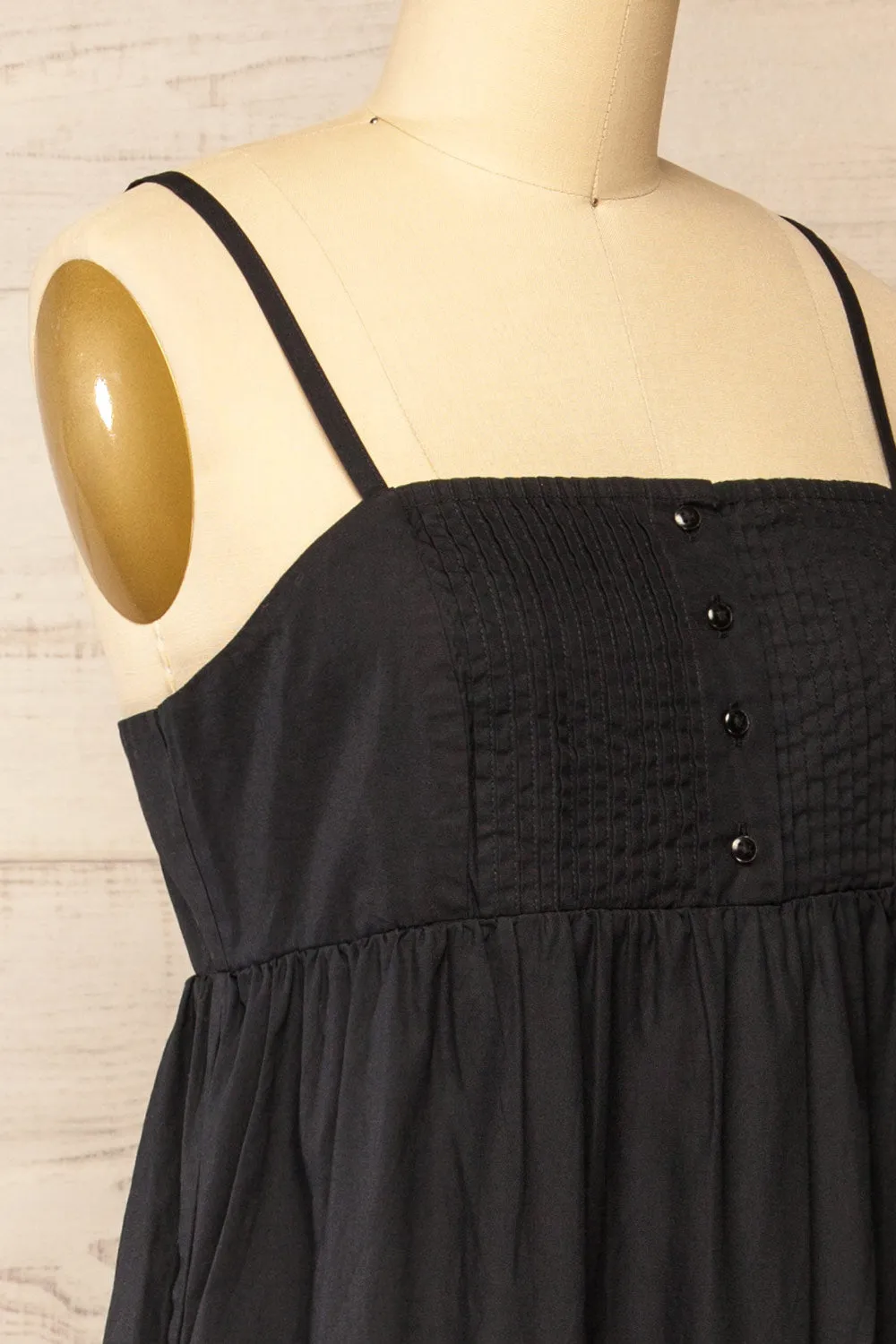 Brocko | Midi Black Dress w/ Thin Straps