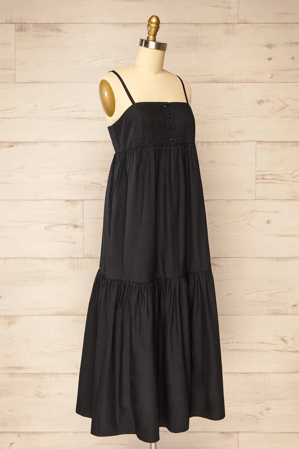 Brocko | Midi Black Dress w/ Thin Straps