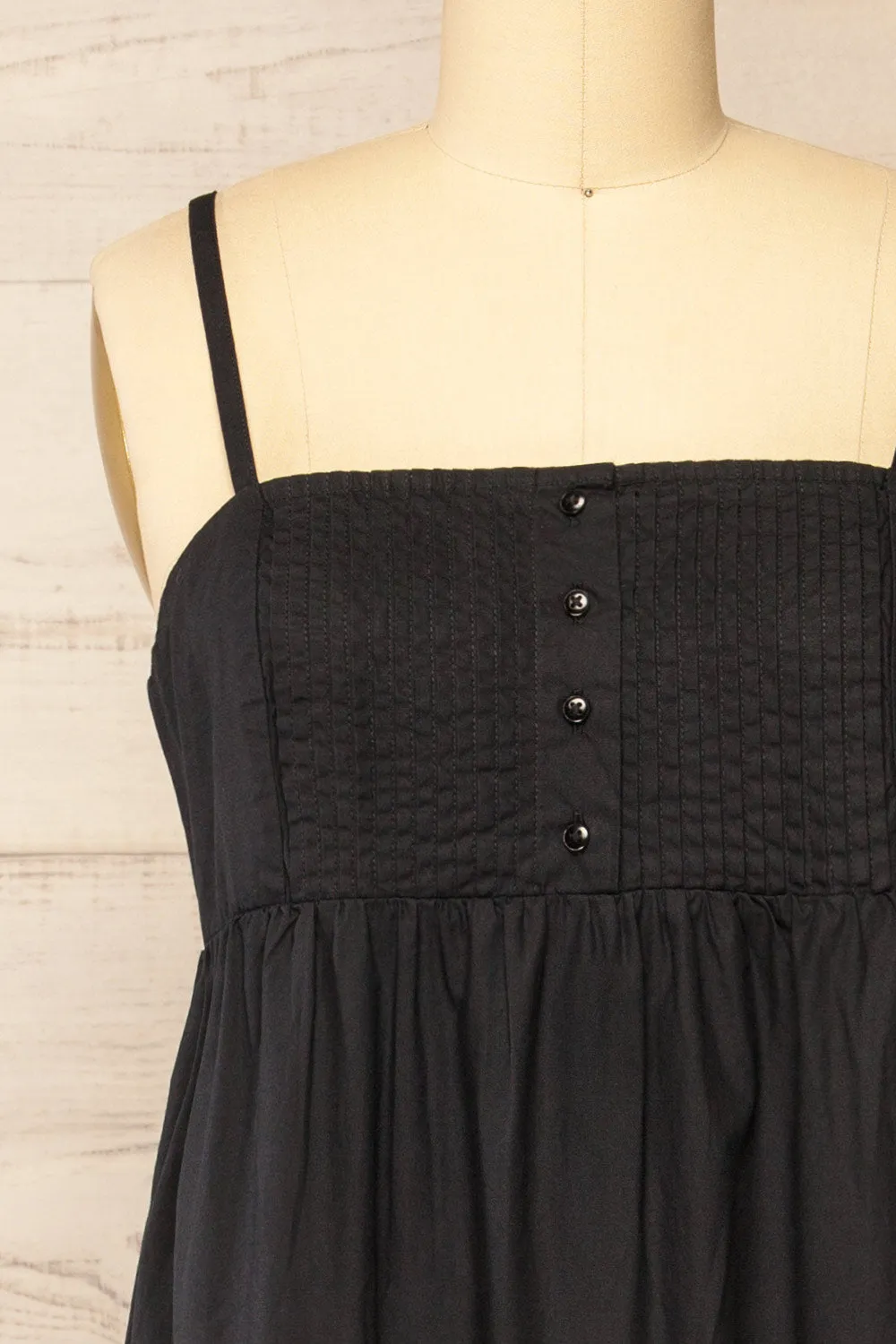 Brocko | Midi Black Dress w/ Thin Straps