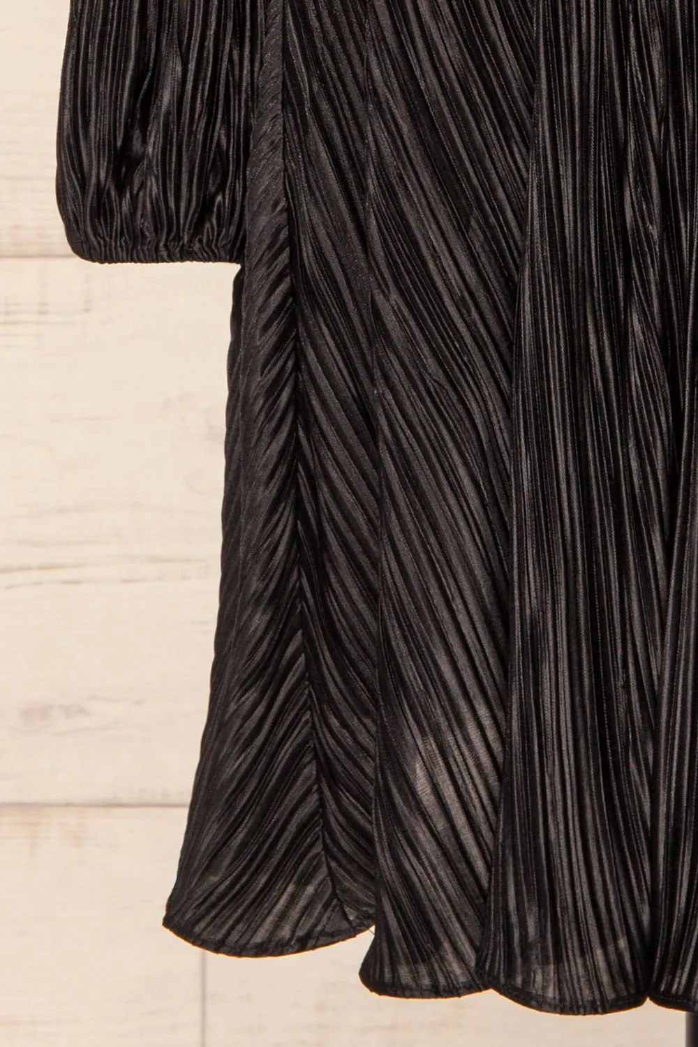 Bromsgrove | Short Black Pleated Dress w/ Long Sleeves