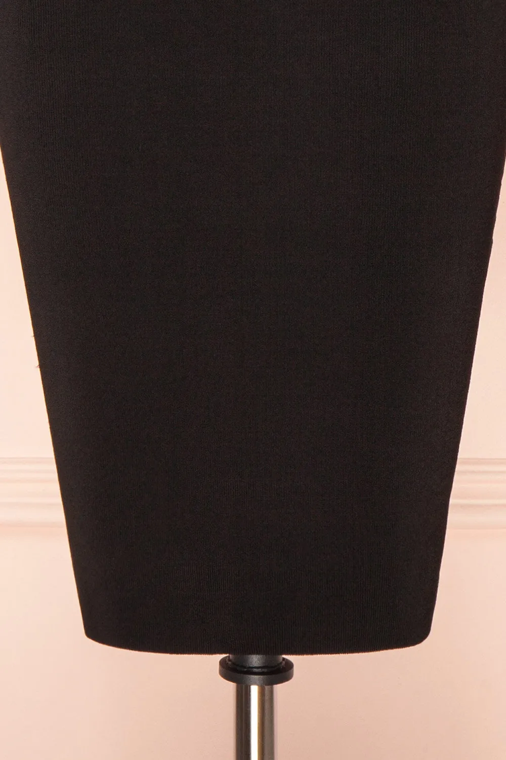 Calixta | Black Midi Dress w/ Textured Sleeves