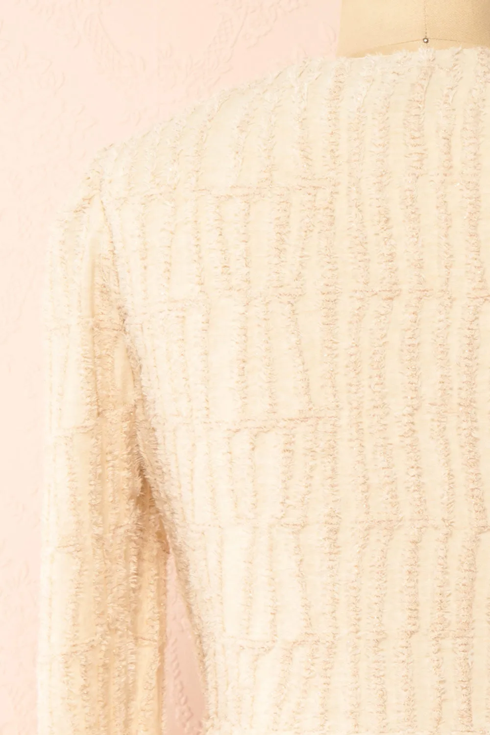 Caramette | Short Fuzzy Textured Beige Dress