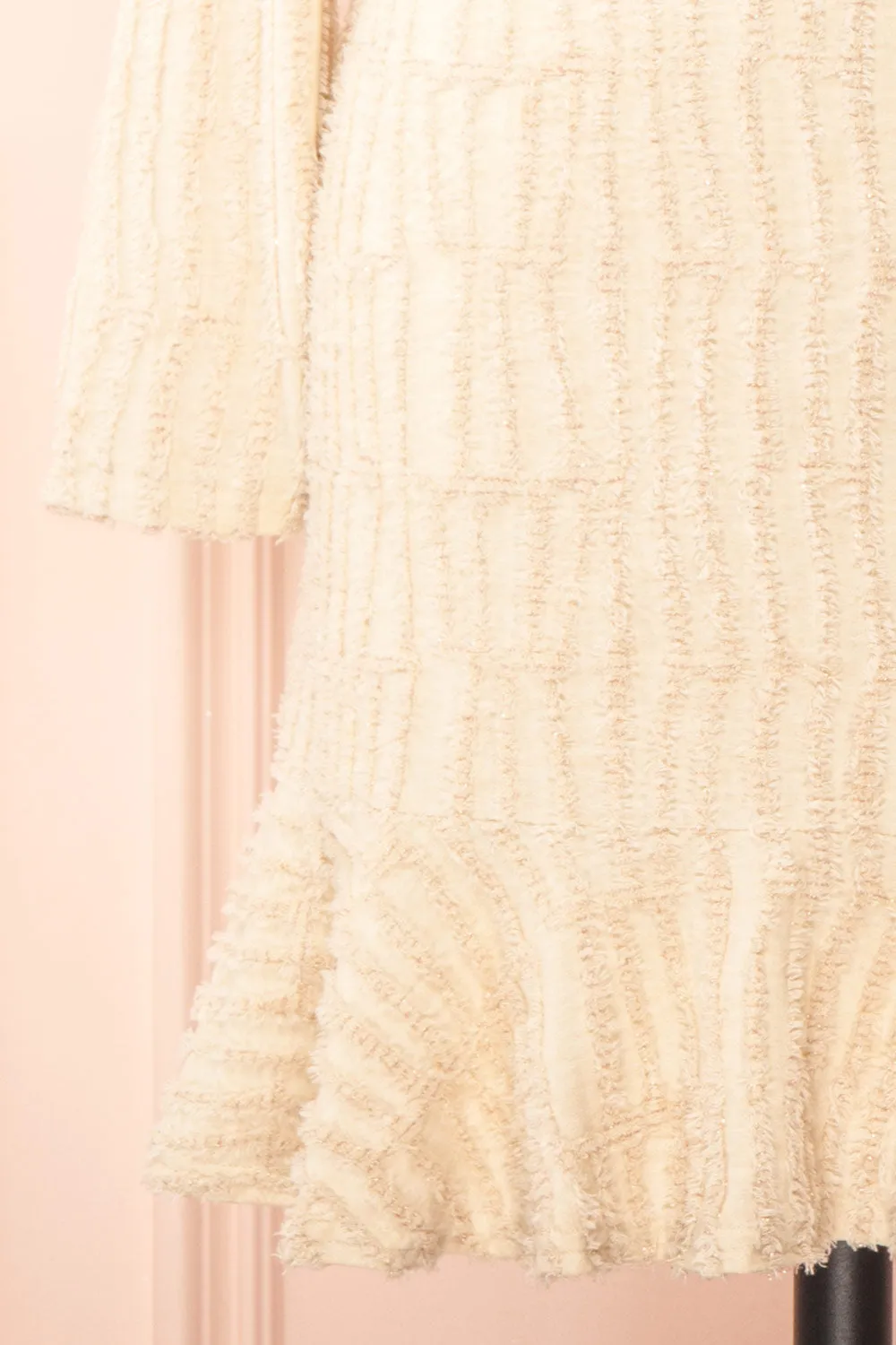 Caramette | Short Fuzzy Textured Beige Dress