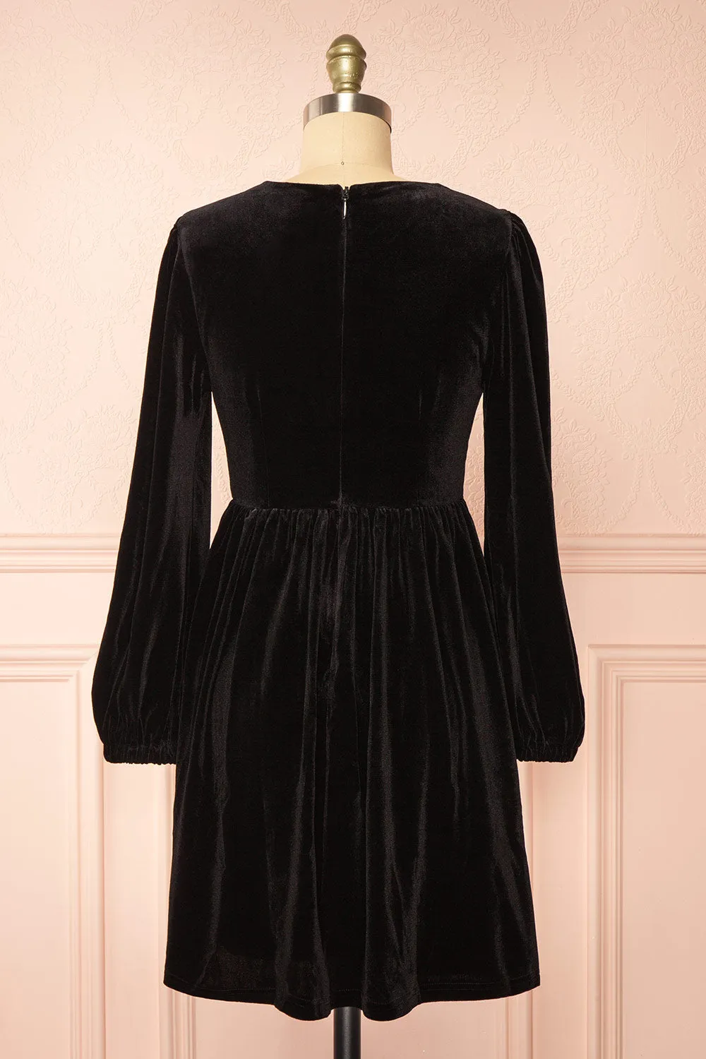 Dazzlina | Black Velvet Dress w/ Bows