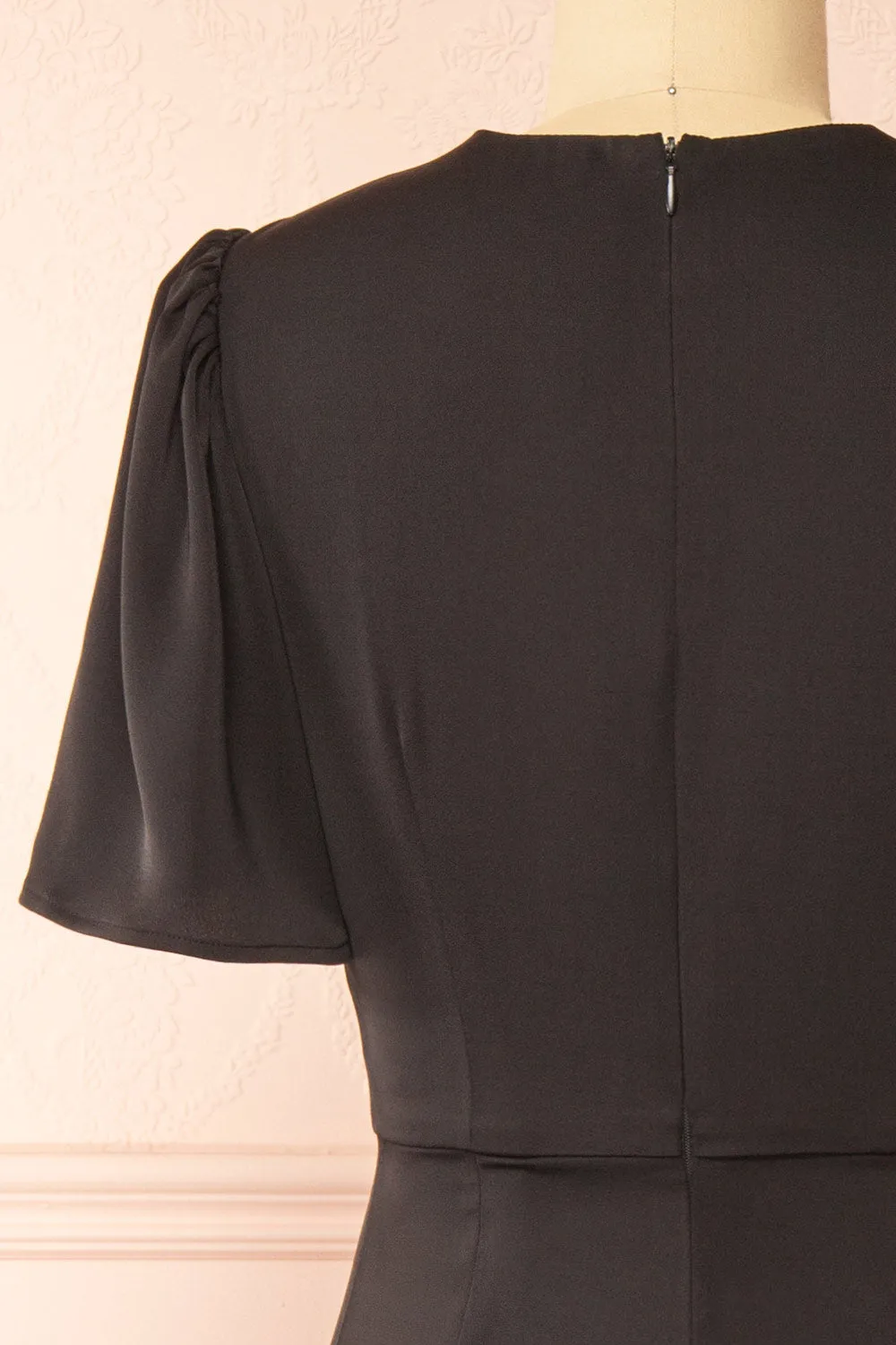 Doreen | Black Midi Dress w/ Bell Sleeves