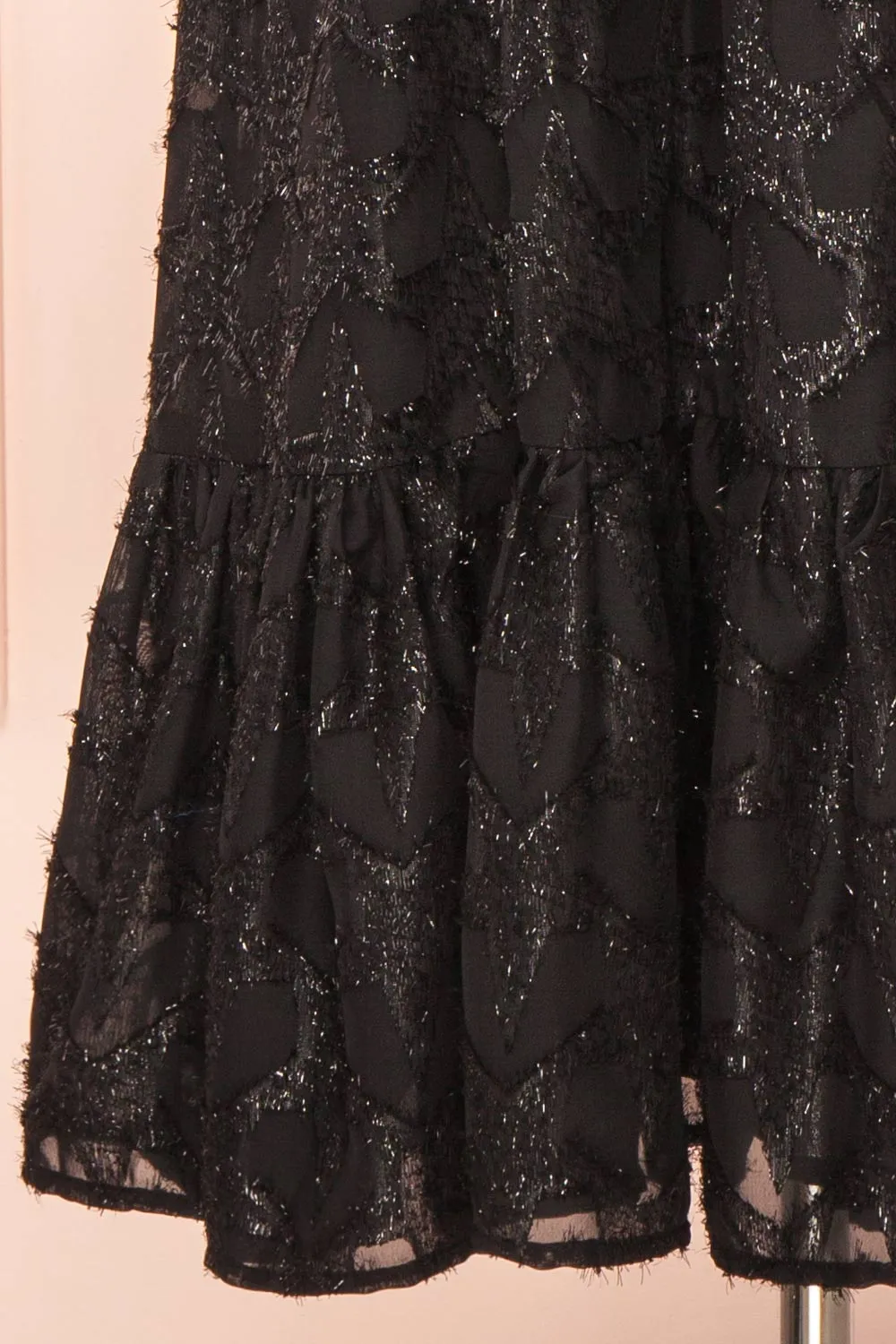 Elspeth | Star Pattern Black Strapless Midi Dress