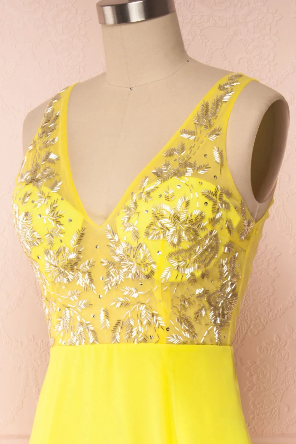 Esther Yellow | Maxi Prom Dress with Slit