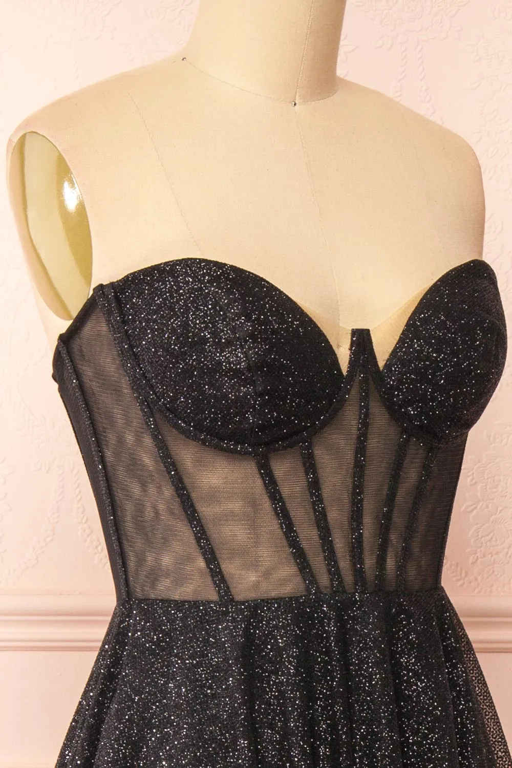 Euphea Black | Glitter Strapless Corset Dress