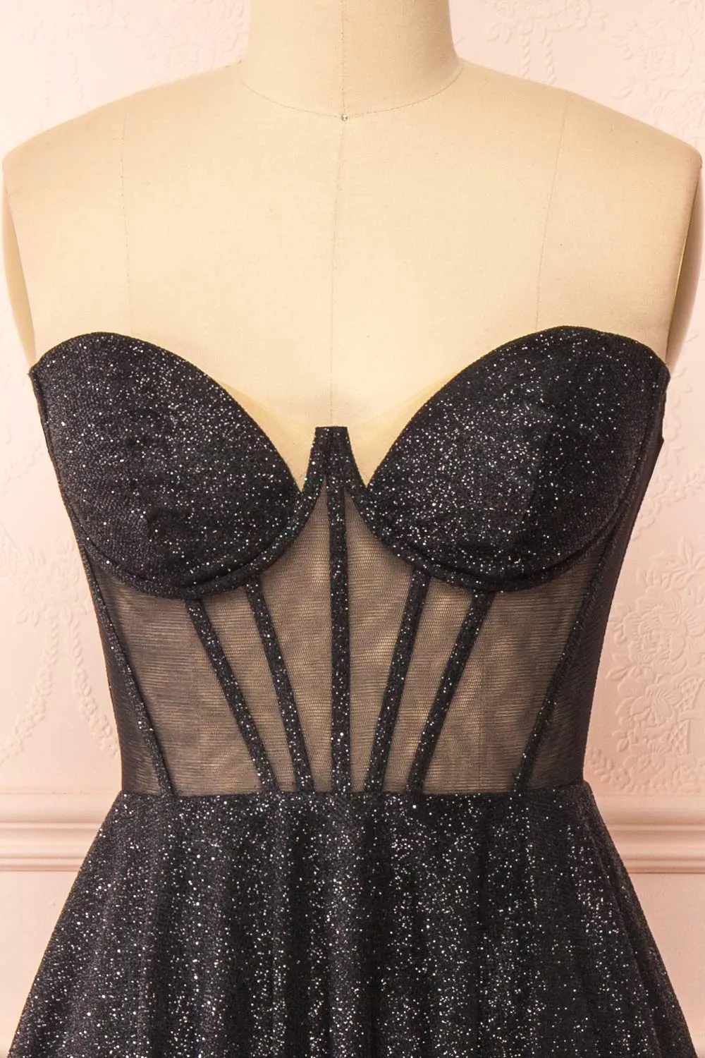 Euphea Black | Glitter Strapless Corset Dress