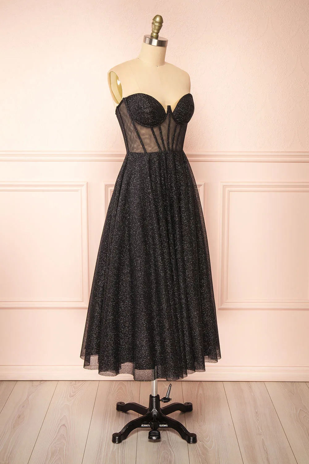 Euphea Black | Glitter Strapless Corset Dress