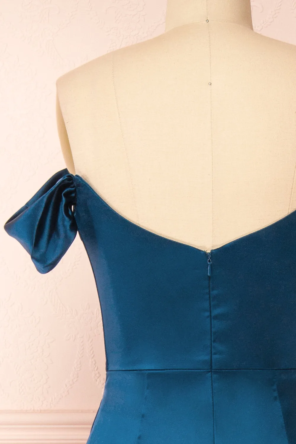 Evolet Navy | Off-Shoulder Corset Maxi Dress