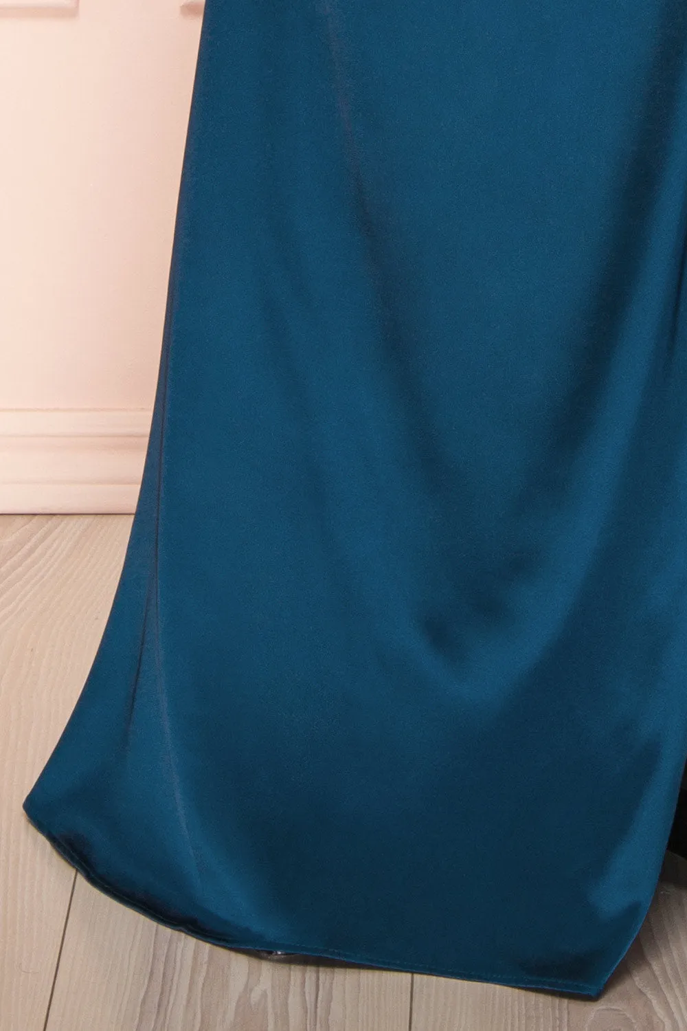 Evolet Navy | Off-Shoulder Corset Maxi Dress