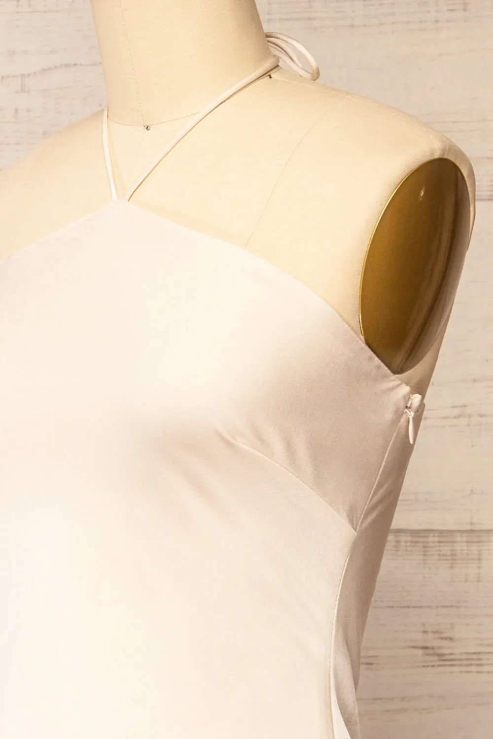 Fladnbury Beige | Satin Midi Halter Dress