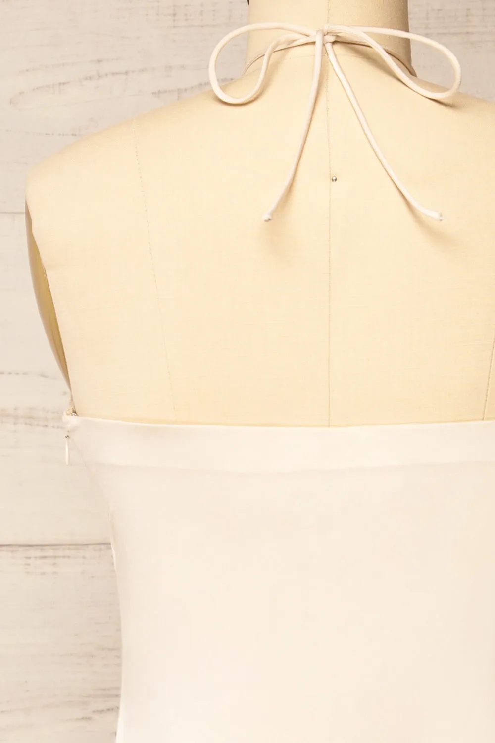 Fladnbury Beige | Satin Midi Halter Dress