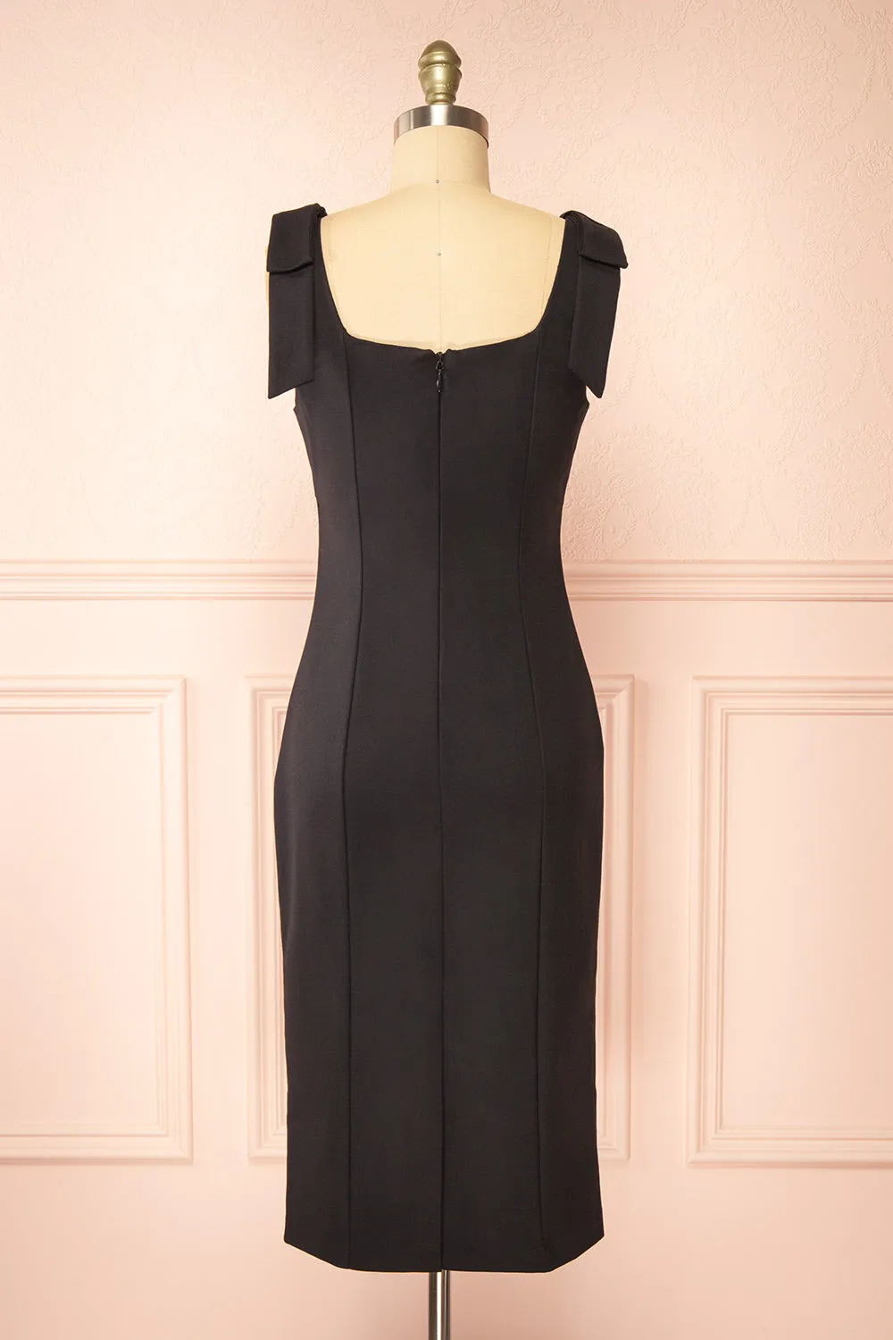 Gaile Black | Shoulder Tie Midi Dress