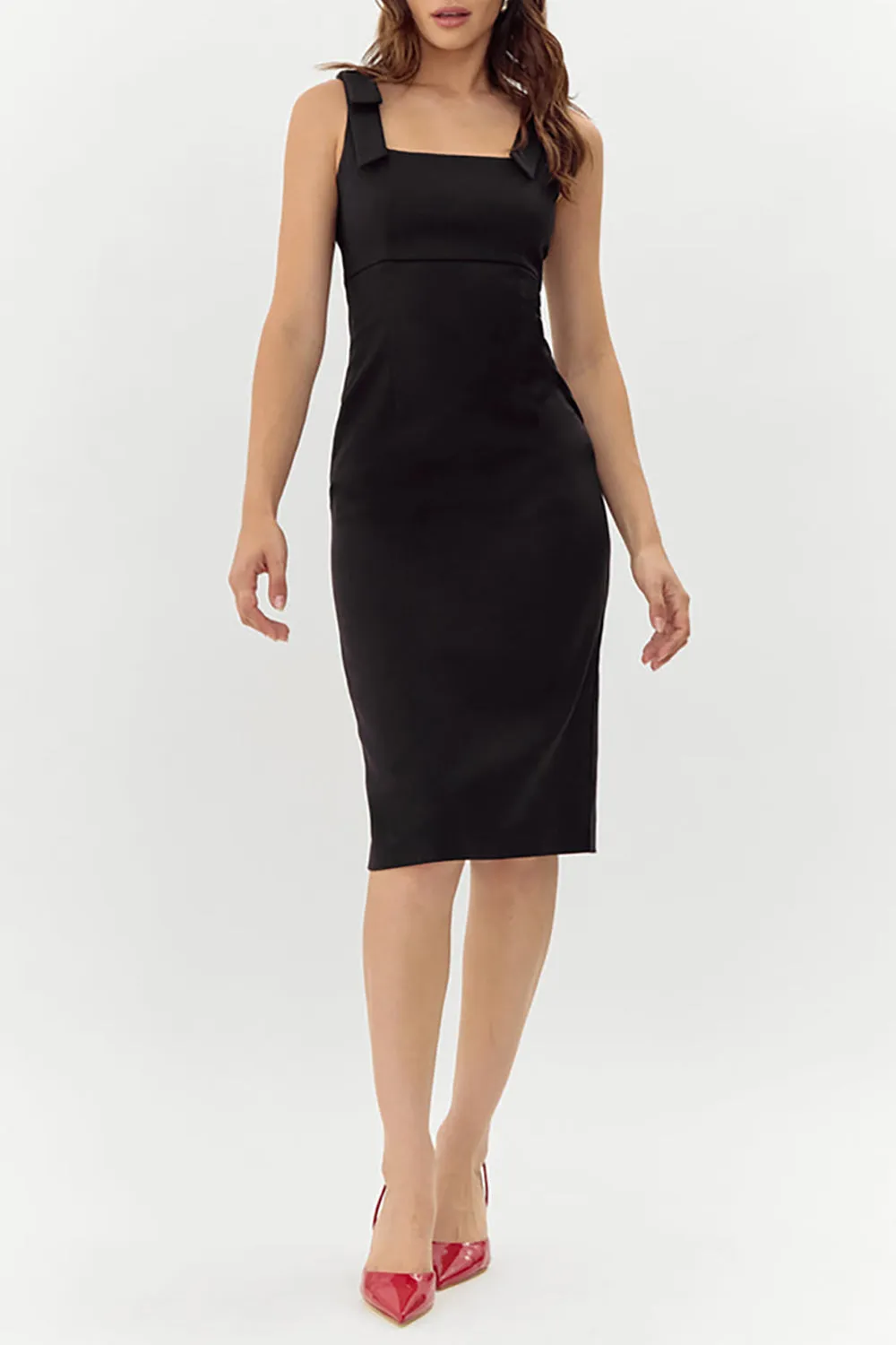 Gaile Black | Shoulder Tie Midi Dress