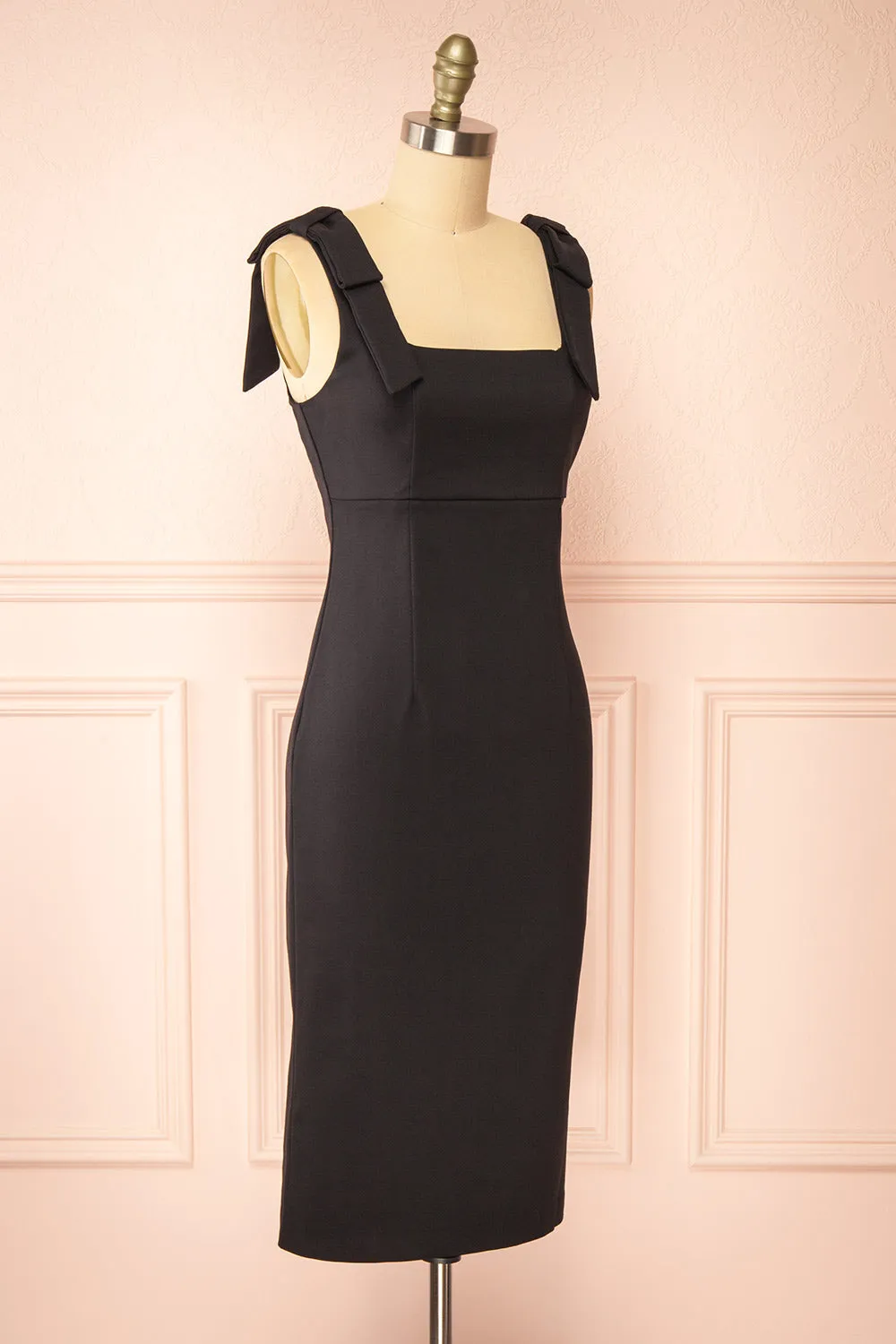 Gaile Black | Shoulder Tie Midi Dress