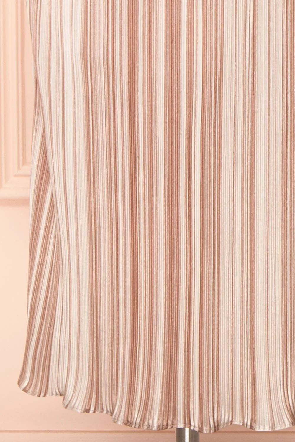 Gloriane | Pleated Beige Multi-Tone Dress w/ Slit