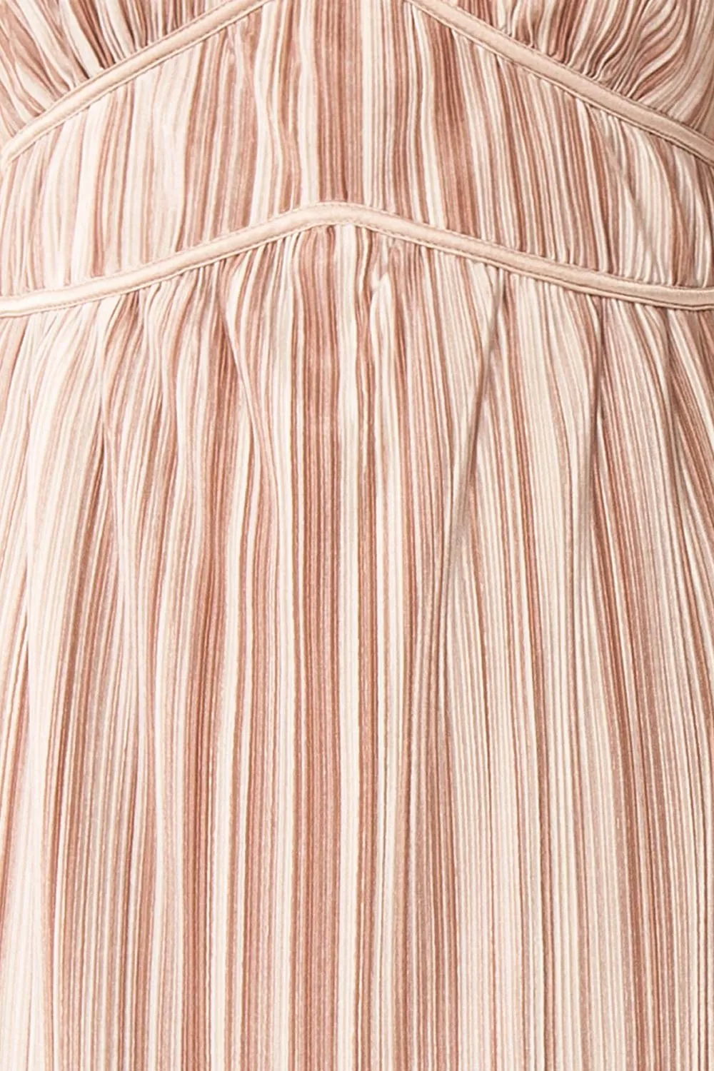 Gloriane | Pleated Beige Multi-Tone Dress w/ Slit