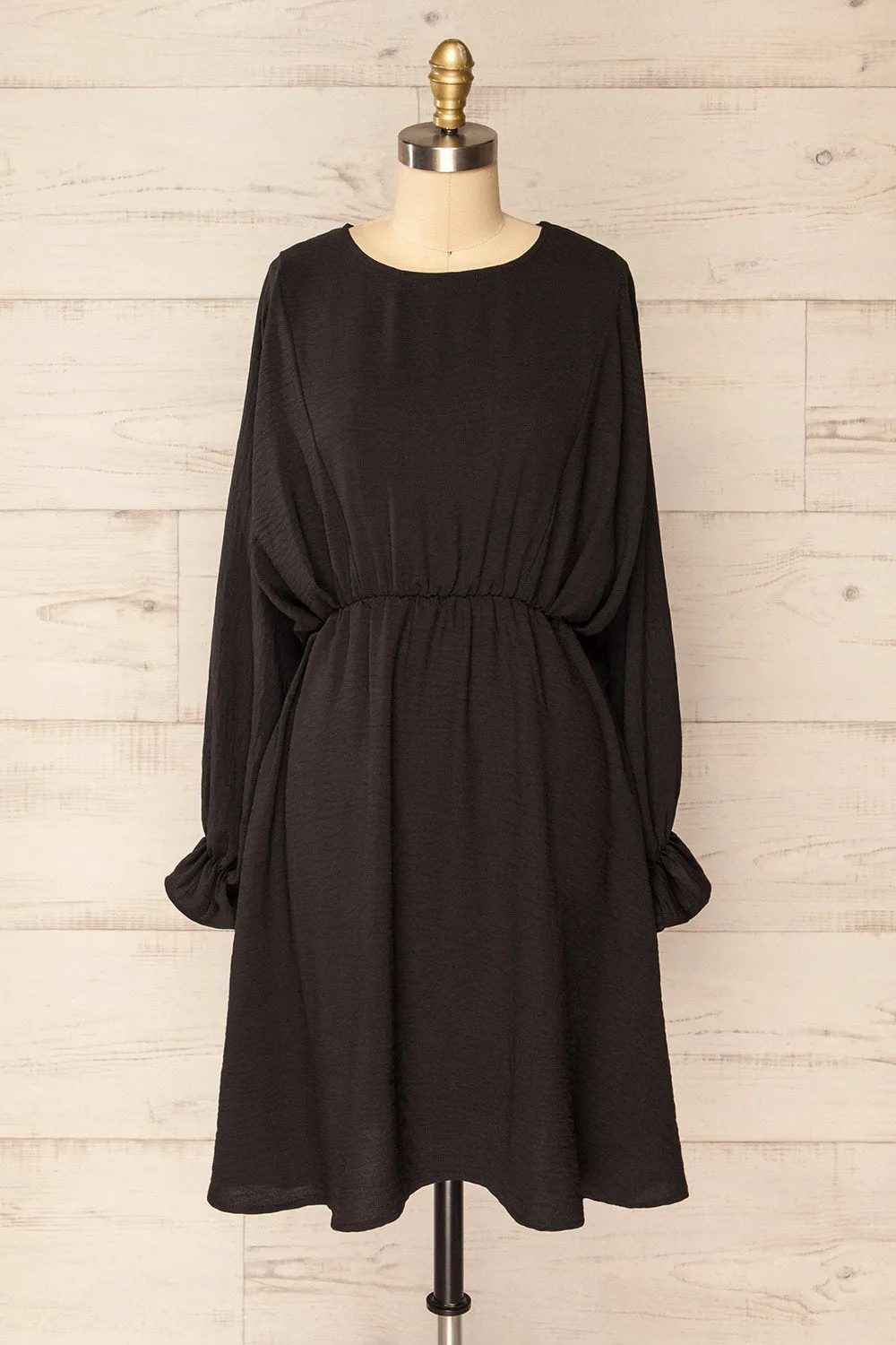 Hermanas Black | Short A-line Dress w/ Long Sleeves