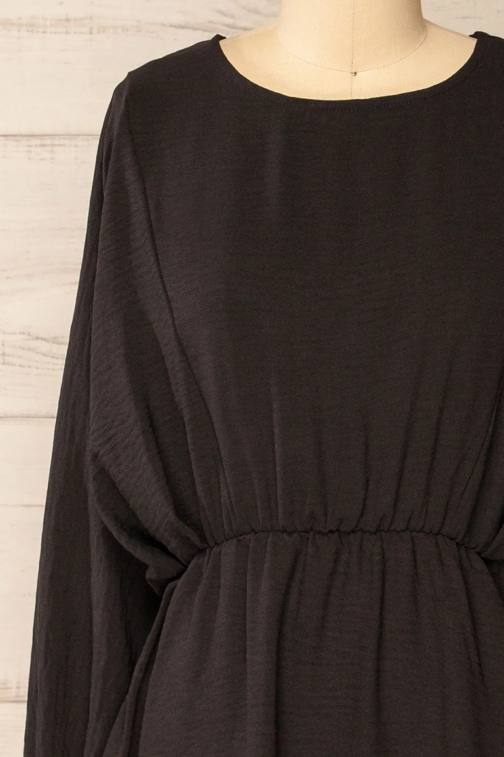 Hermanas Black | Short A-line Dress w/ Long Sleeves